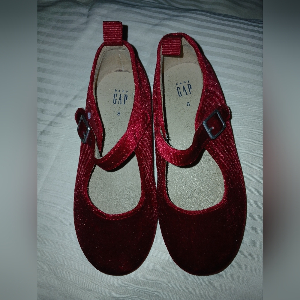 Gap Toddler Girl Red Velvet Mary Janes